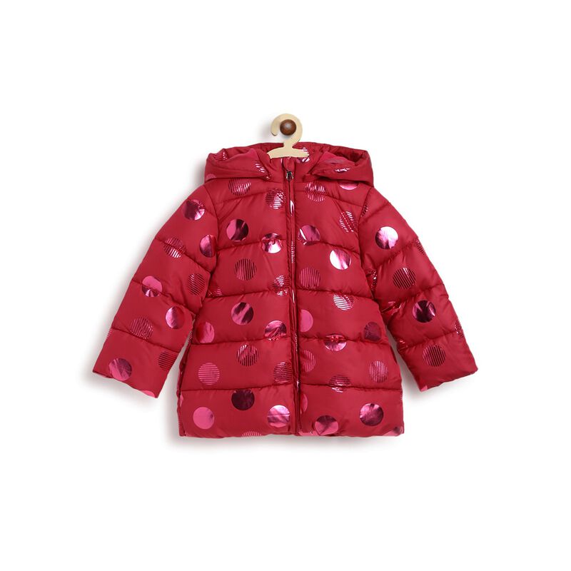 Girls Pink Striped Jacket with Detachable Hood image number 0